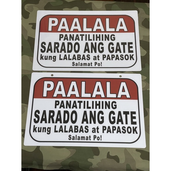 Panatilihing Isarado Ang Gate Made Pvc Plastic Like Atm And Id 78x11 Inches Shopee Philippines 6824