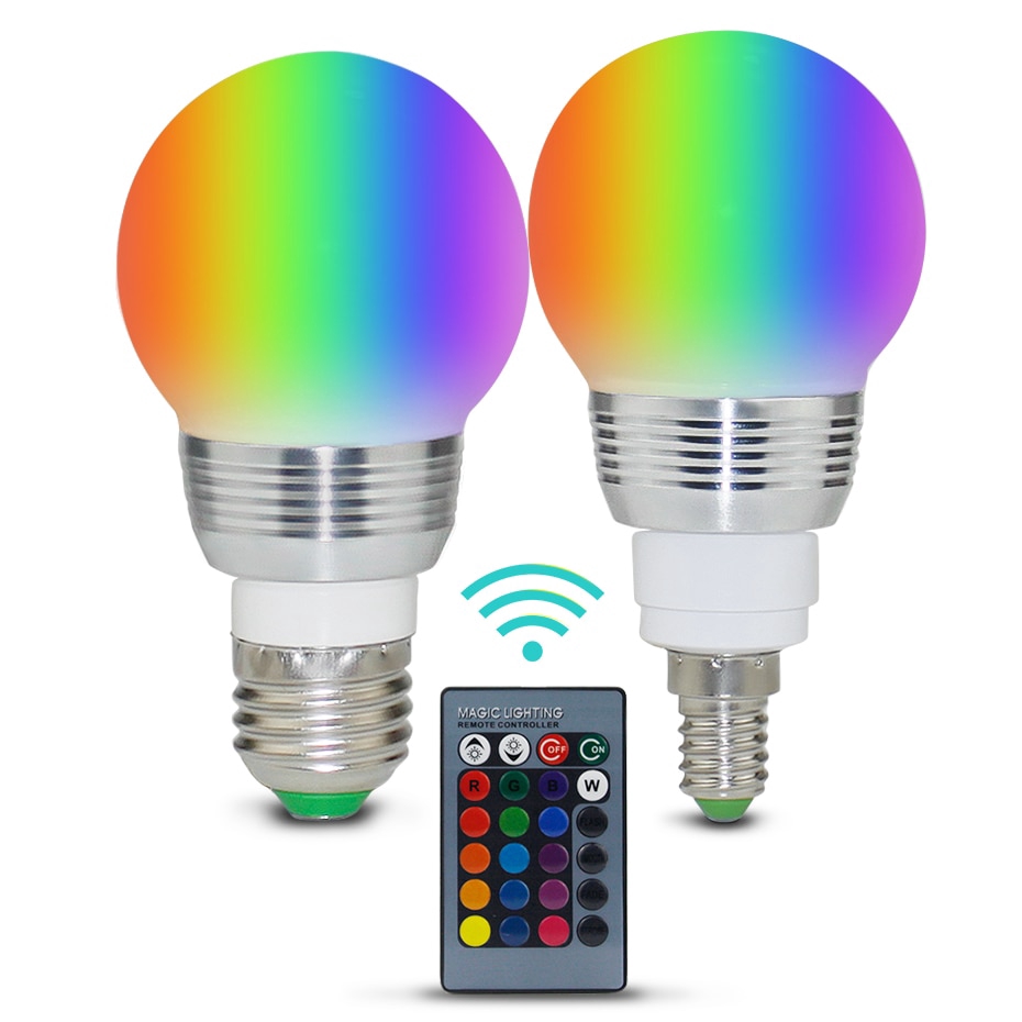 E27 E14 RGB Led Bulb 3W 5W 10W 15W Dimmable 16 Color Changing Magic