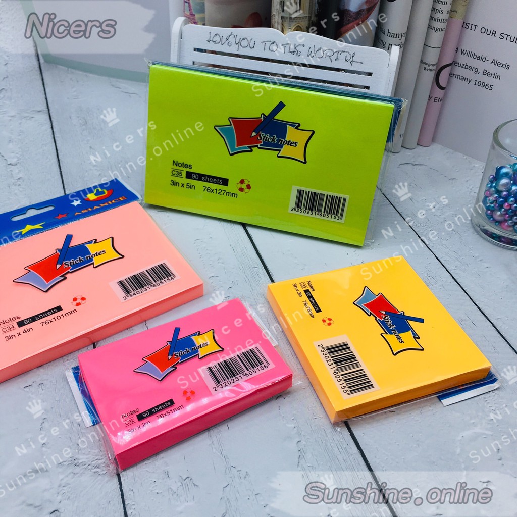100sheets NEON color Self Adhesive sticky notes PostIt Memo pad Shopee Philippines