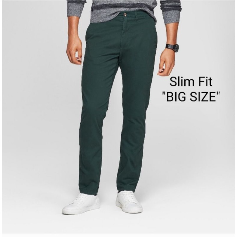 GOODFELLOW & CO BIG SIZE Slim Fit Hennepin Chino Pants - Forest Green ...