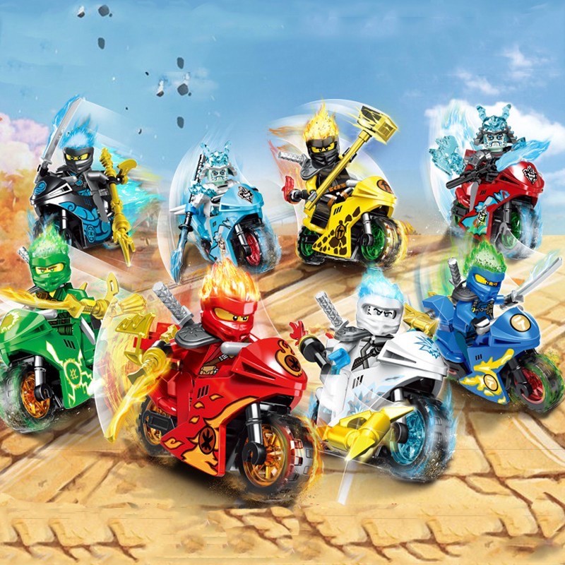 Ninjago LEGO Minifigure + Motorcycle Play Set 8 Pieces in 1 Compatible