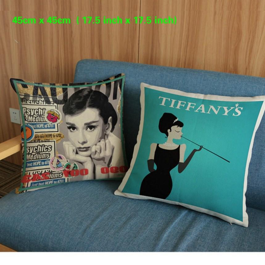 Audrey Hepburn Cushion Cover Vintage Cotton Linen Case Shopee