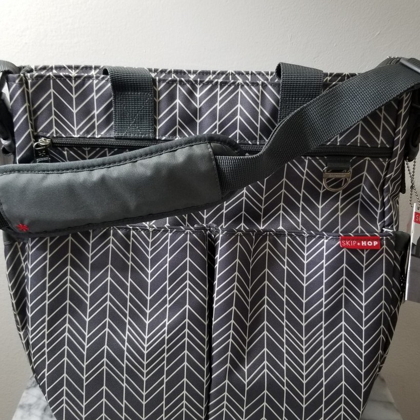 skip hop duo signature diaper bag grey feather