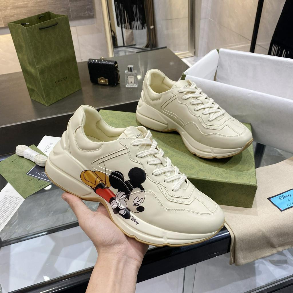 Original Gucci x Disney Mickey Mouse Rhyton Low Cut Sneakers Shoes For Men  And Women Shoes | Shopee Philippines