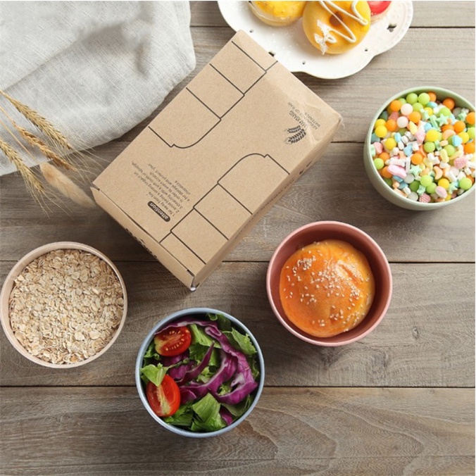 Liens 4pcs/Set Soup Bowls Wheat Straw Eco friendly Bowl Set /Storage Bowls/Dipping Bowls