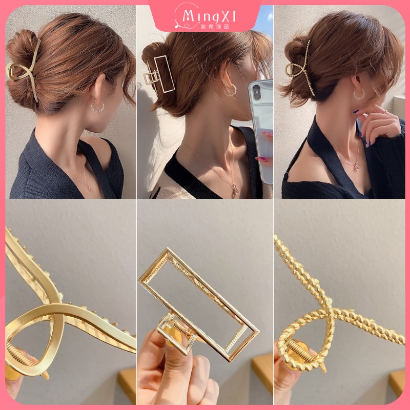 Korean Style Big Hair Clip Gold Hair Clip Claw Women's Fashion Hairpin ...