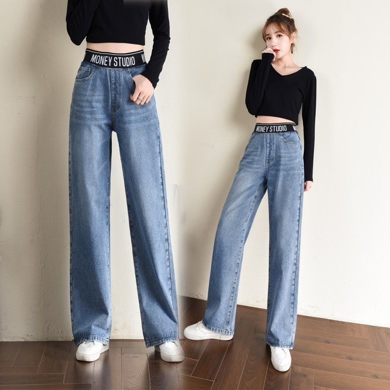 women's denim pants with elastic waist