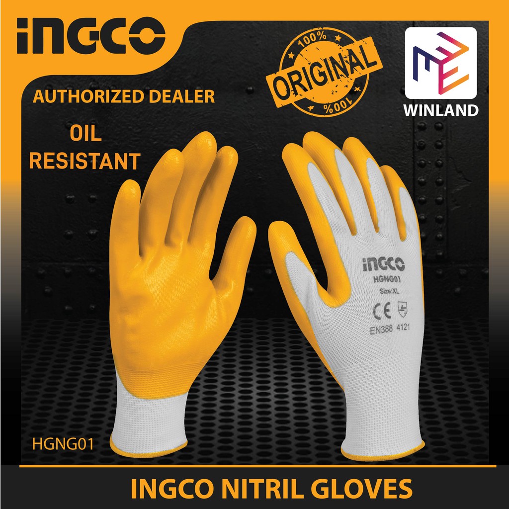 INGCO Original Nitrile Oil Resistant Rubber Gloves HGNG01 *WINLAND