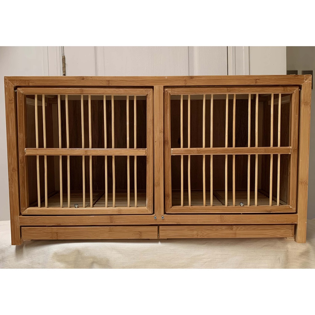 Pigeon Collapsible Duo Breeding Widowhood Bamboo/Wood Cage 80*40*45cm ...