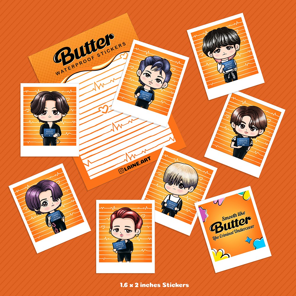 (8 pcs per pack) BTS Butter Mugshot Waterproof Vinyl Stickers| RM Jin