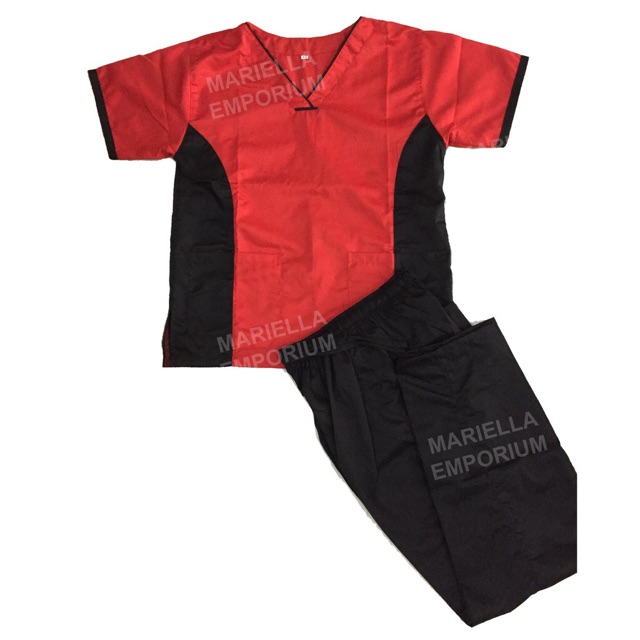 2 Color Combination Red & Black Jersey Cut Scrub Suit | Shopee Philippines