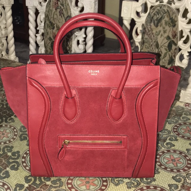 celine mini luggage red