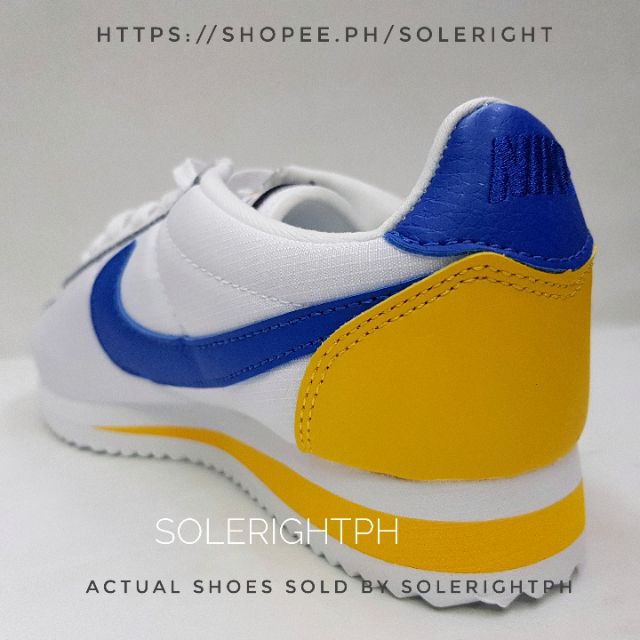 nike cortez blue and yellow
