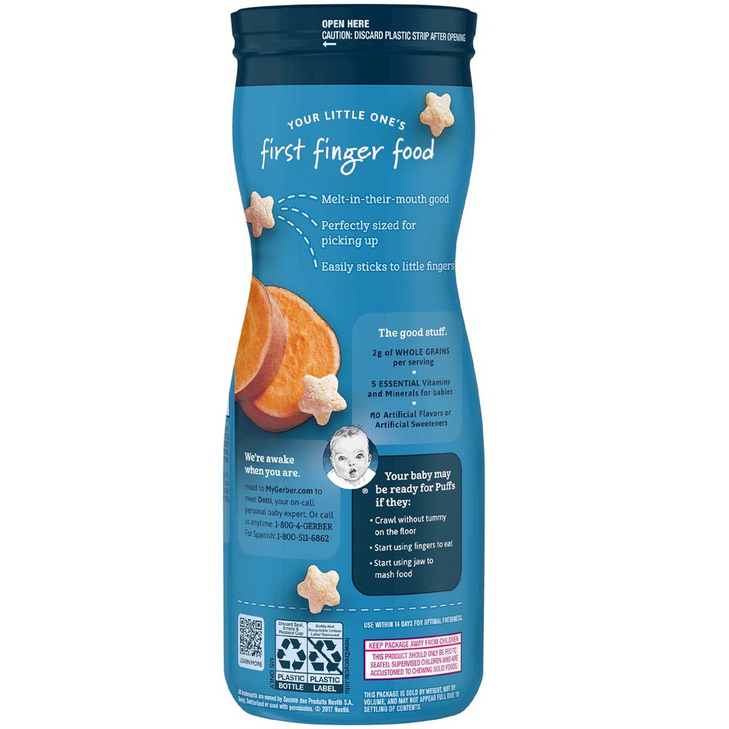 【Philippine cod】 GERBER PUFFS CEREAL SNACKS (SWEET POTATO). IMPORTED FROM THE USA.