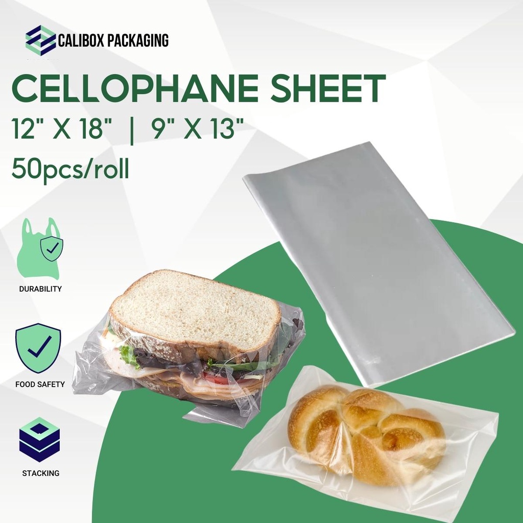 Calibox Packaging Plastic Cellophane Sheet Bread Plastic Wrapper 50pcs Shopee Philippines
