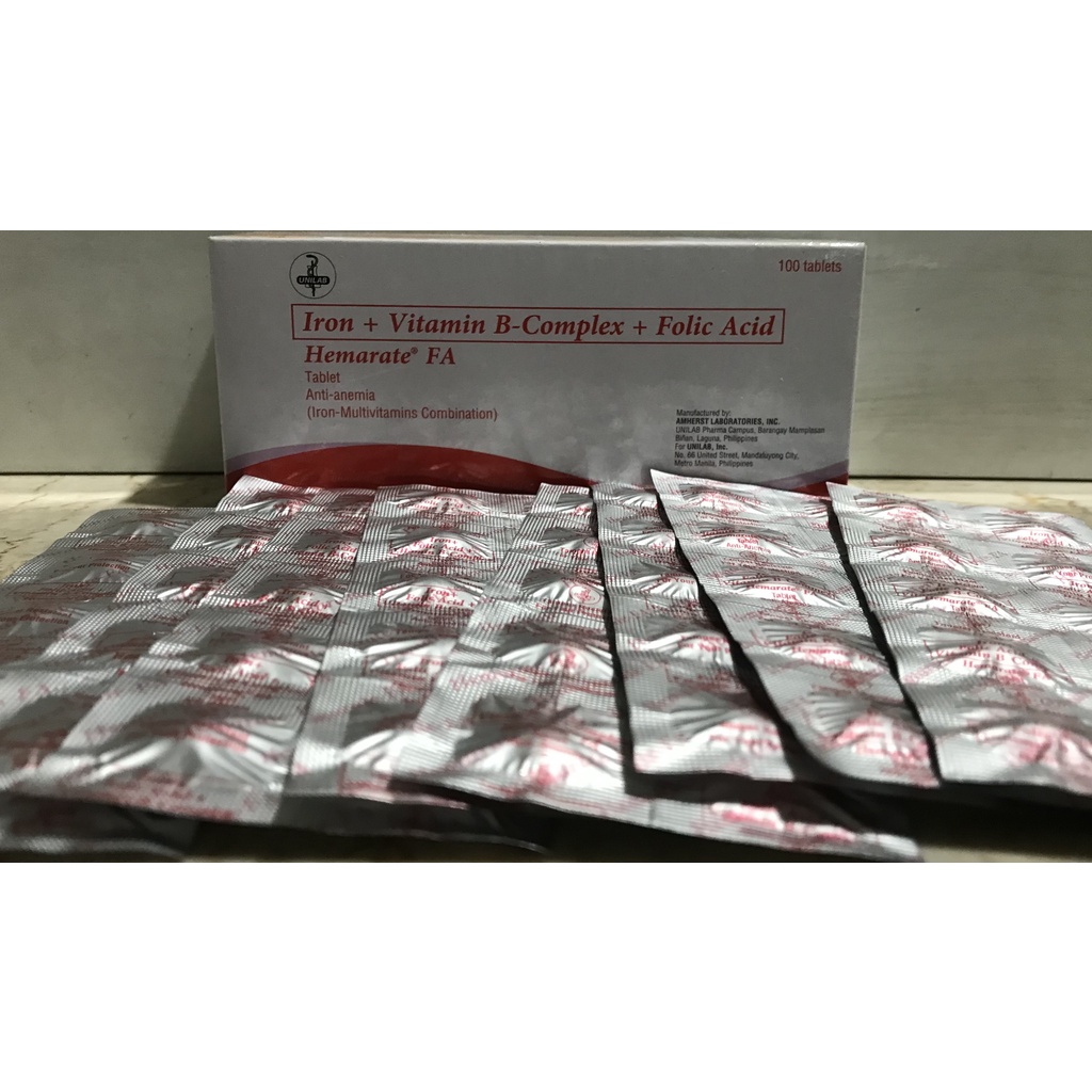 Hemarate Fa Tablet Iron Vitamin B Complex Folic Acid 100 Tablets Shopee Philippines