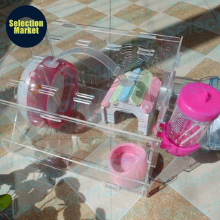 【COD】Acrylic Hamster Pet Cage for Small Animals For Pet Acrylic Hamster Feeing Cage 2&1 layer