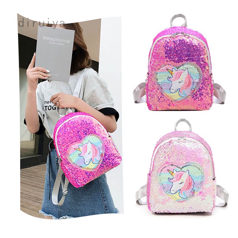 pink sequin unicorn backpack