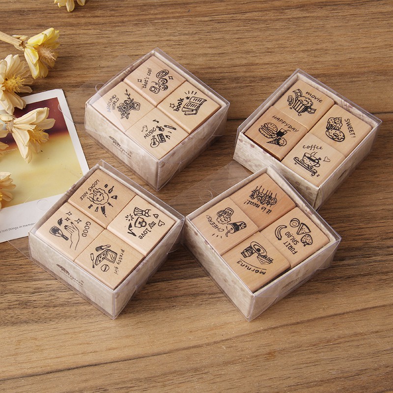 childrens wooden stamp set