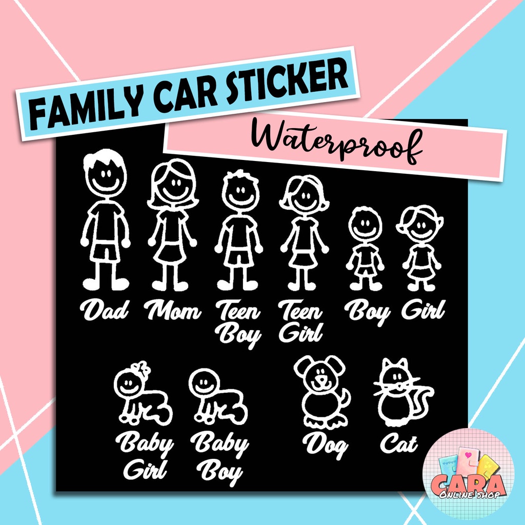 Family Car Sticker (MTO) Waterproof / Outdoor Sticker / Vinyl Car Decal ...