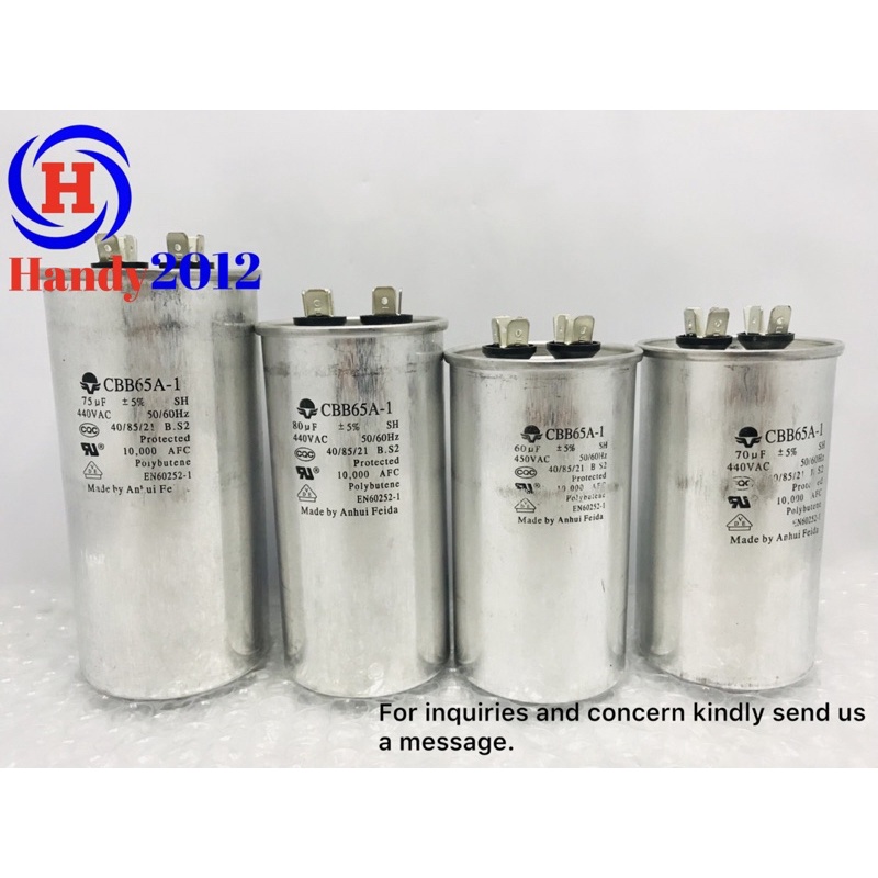 Aircon Single Capacitors (60uf, 65uf, 70uf, 75uf, 80uf) Shopee