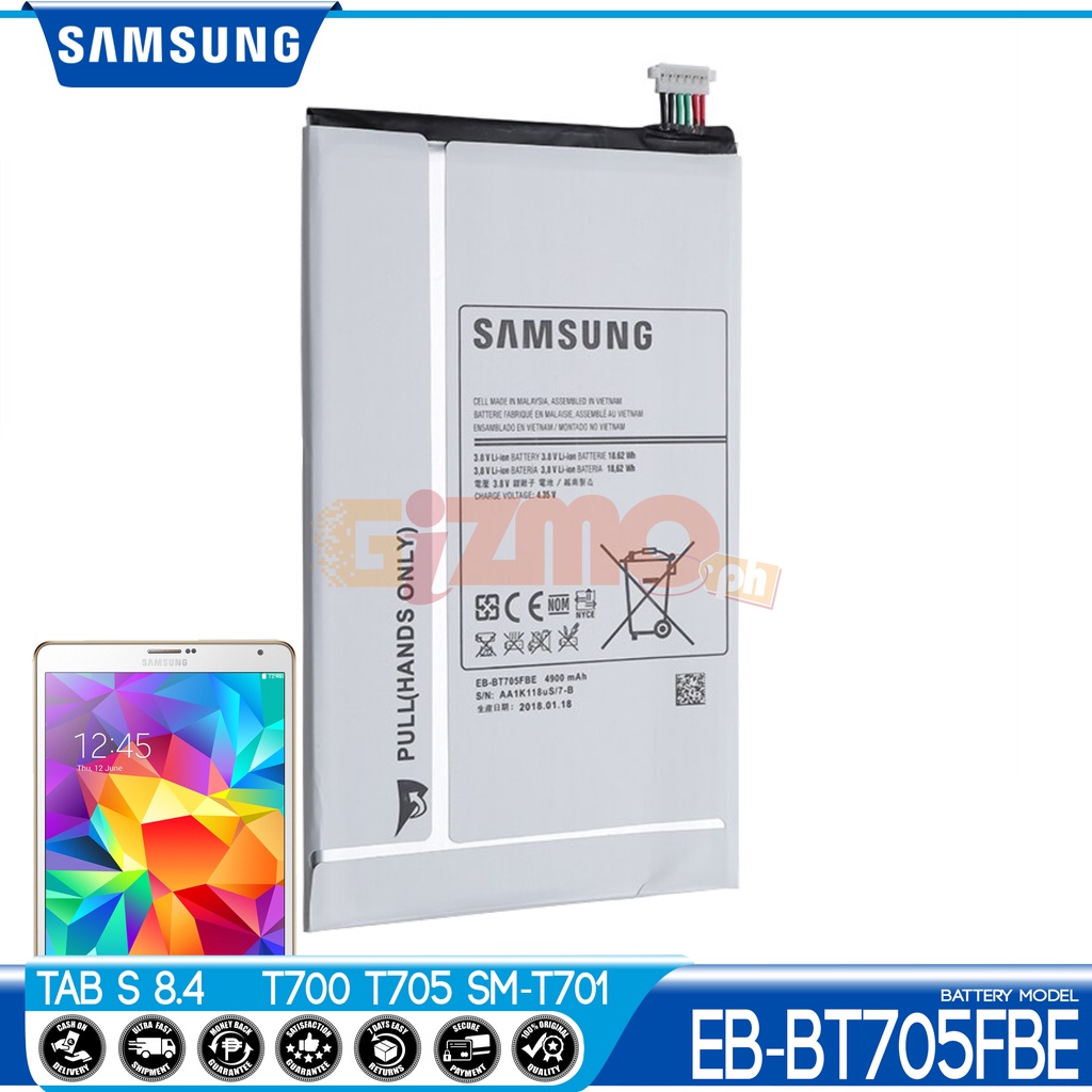 Samsung Galaxy Tab S 8.4 SM-T700 / SM-T705, EB-BT705FBE Battery, Original  Equipment Manufacturer | Shopee Philippines