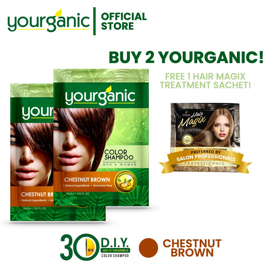 Buy 2 Yourganic Color 30 Minute Hair Dye Shampoo Sachet 30ml Get a FREEBIE!  | Shopee Philippines