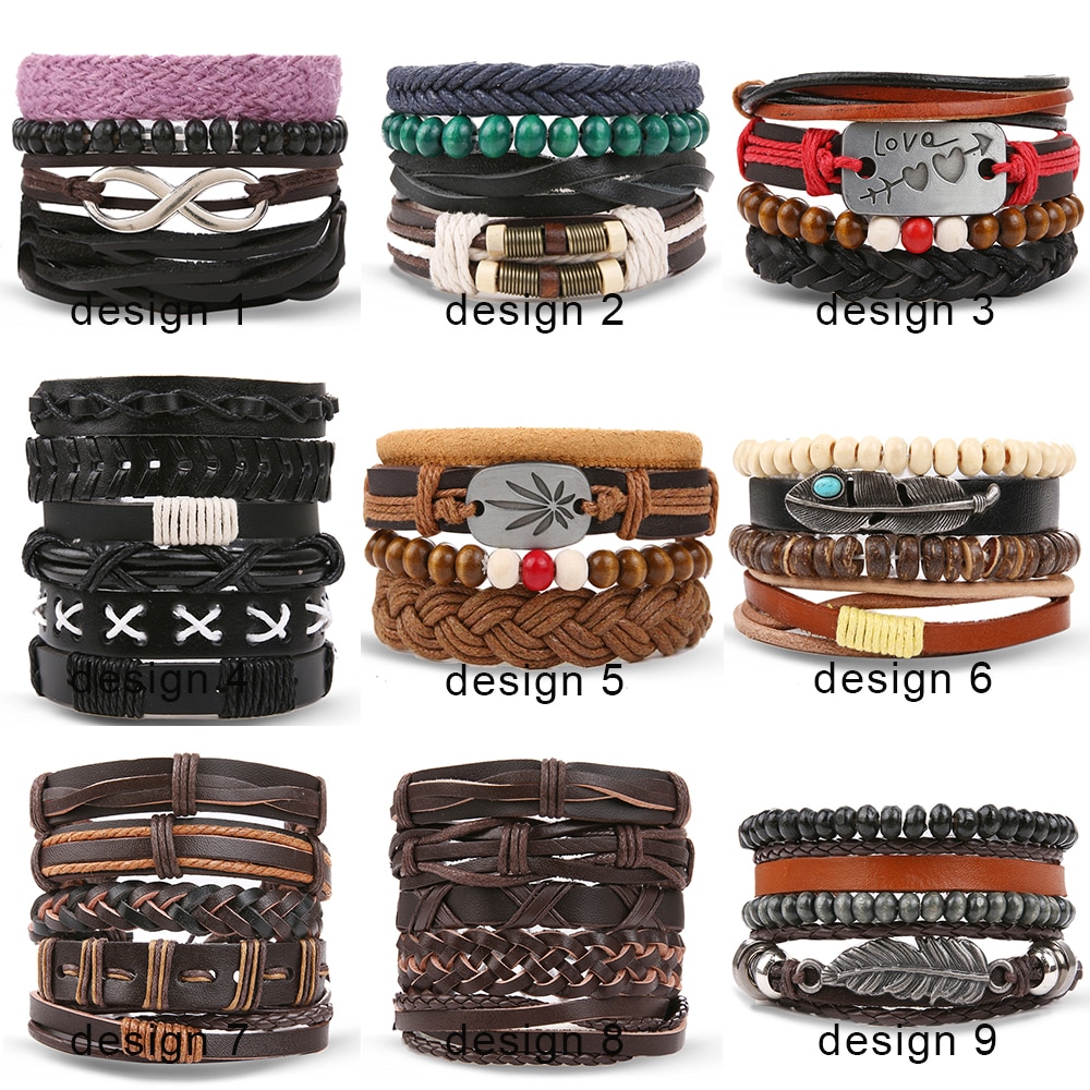 Leather Bracelets for Women Multilayer Bracelets for Women with Genuine Leather Layered Bracelets Boho/Bohemia Style Jewelry for Men and Woman 