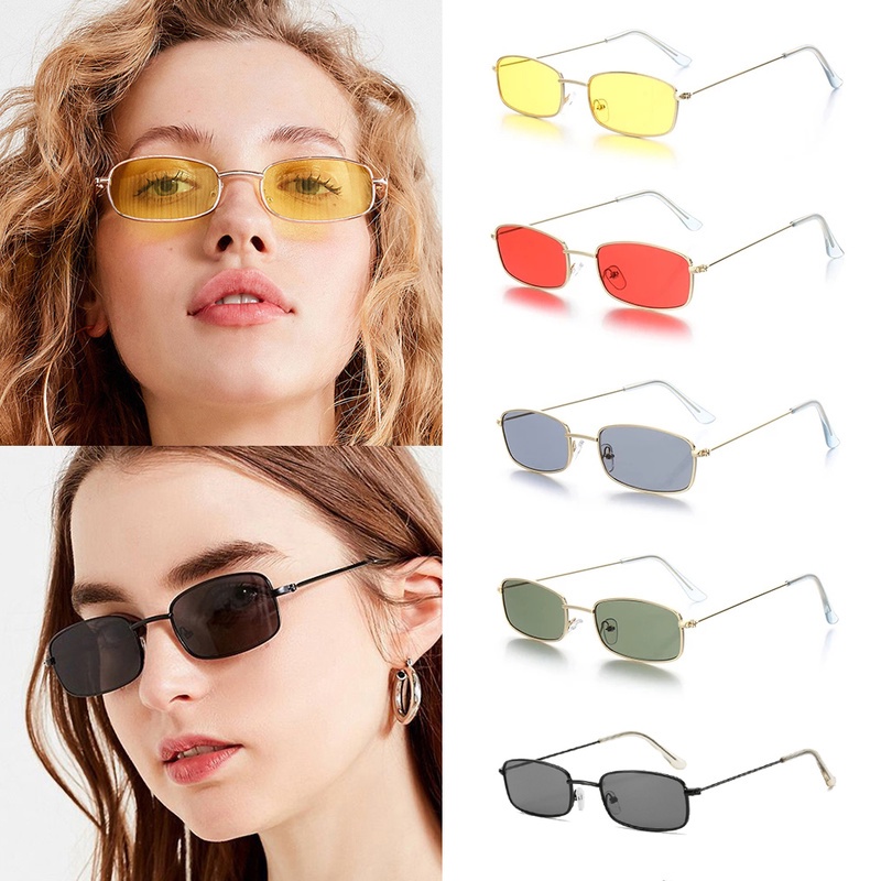 Women Men Fashion Retro Punk Colorful Rectangle Sunglasses Unisex Uv Protection Vintage