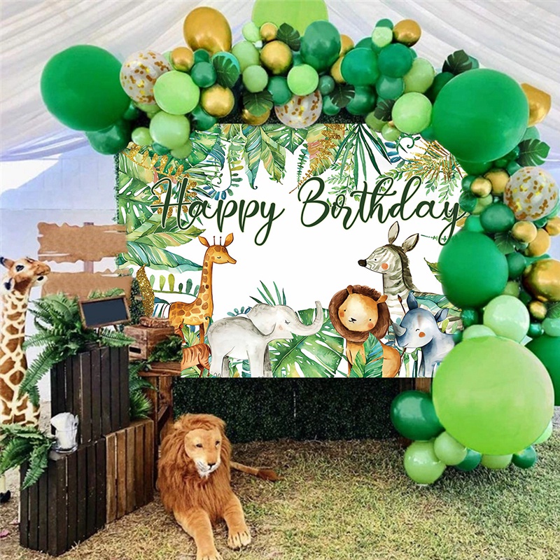 Waterproof&Recyclable 】 Jungle Safari Backdrop Animal Happy Birthday  Backdrop Birthday Party Photo Background Wall Poster Party Backdrops for  1-9Year Birthday Decoration safari theme party decorations Woodland  backdrop for photography cloth | Shopee