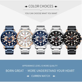 Curren Luxury Brand Men's Watch Blue Quartz Wristwatch Sports Chronograph Clock Male Stainless Steel Band Fashion Business 8363 #3