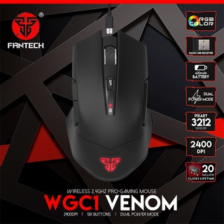 Professional Wireless Gaming Mouse Fantech WGC1 Venom with PIXART Gaming Sensor