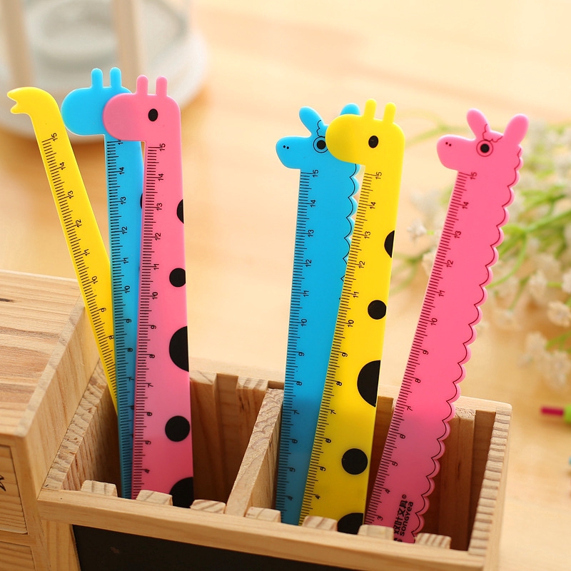 3Pcs 15cm Cute Giraffe Animal Ruler Office Supplies Practical Stationery Kawaii Rulers random 