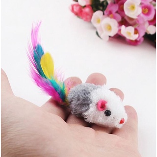 Pet Cat Toy Mouse Colorful Feather Cat Chaser Playable Training Toy for Cats Happy Teaser Toy