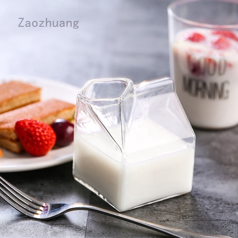 Zaozhuang Half Pint Creamer Glass Mini Milk Carton Container Water Glass Cup Home Decor Mug Bottle Shopee Philippines