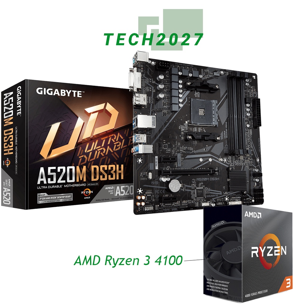 AMD Ryzen 3 4100 3 8 GHz Quad Core AM4 Processor With GIGABYTE A520M 