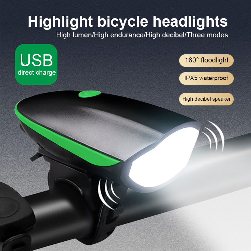 Horn Waterproof USB Rechargeable LED Bicycle Headlight Bike Head Light Lamp 