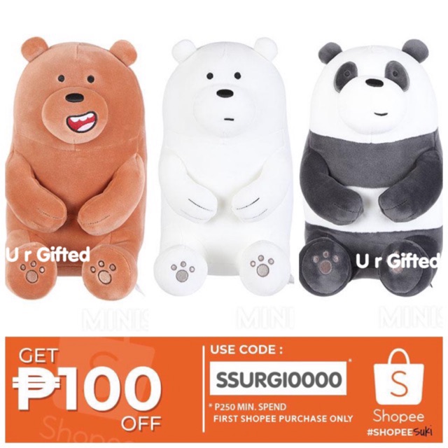 we bare bears stuffed toy shopee