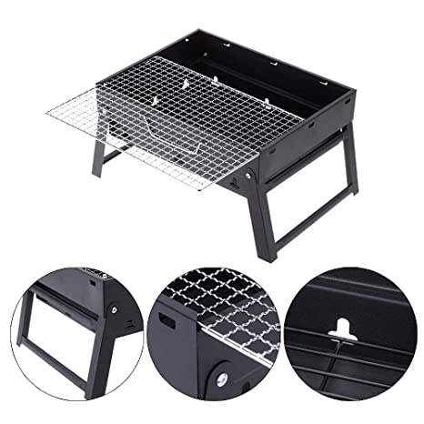 Folding Portable Barbecue Charcoal Grill Stainless Steel Small BBQ Tool Kits for Outdoor Cooking