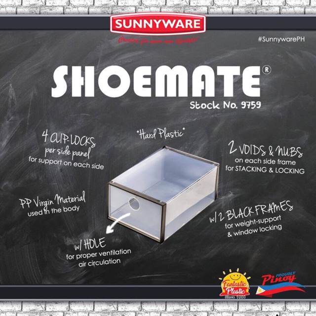 originnal SUNNYWARE Shoe mate Clear Collapsible Shoe box | Shopee Philippines