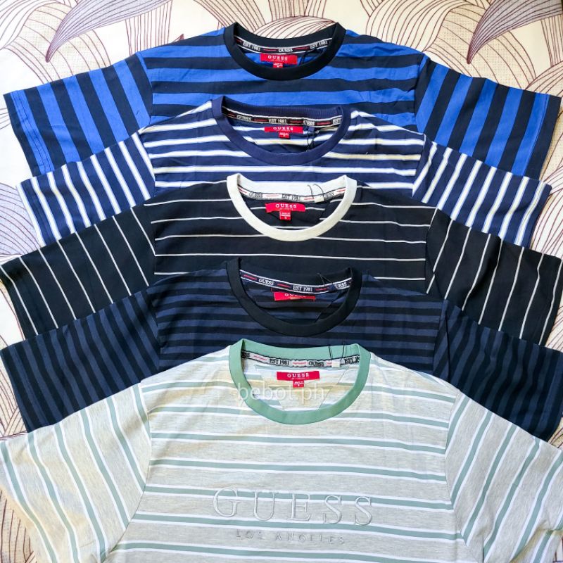 Tshirt Men Stripes Embroidered Overruns Batch 1 T-shirt (Navy White ...