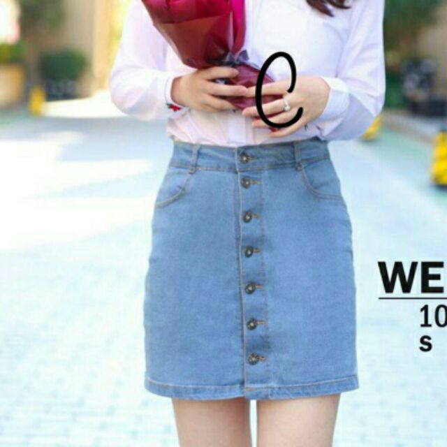 super stretch denim skirt