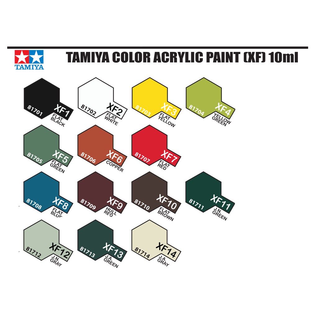 Tamiya Acrylic Paint Mini - Flat XF-01 to XF-14 | Shopee Philippines