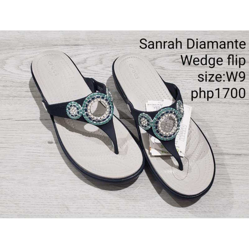 ORIGINAL CROCS Sanrah Diamante Wedge Flip Size US W9 (Bought in the US) |  Shopee Philippines