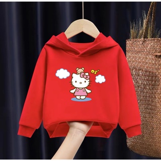 ️Ready Stock️ Hello Kitty Girls Hello Kitty Hoodie Girls Printed Hoodie Loose Long Sleeve Jacket Fleece Jacket #3