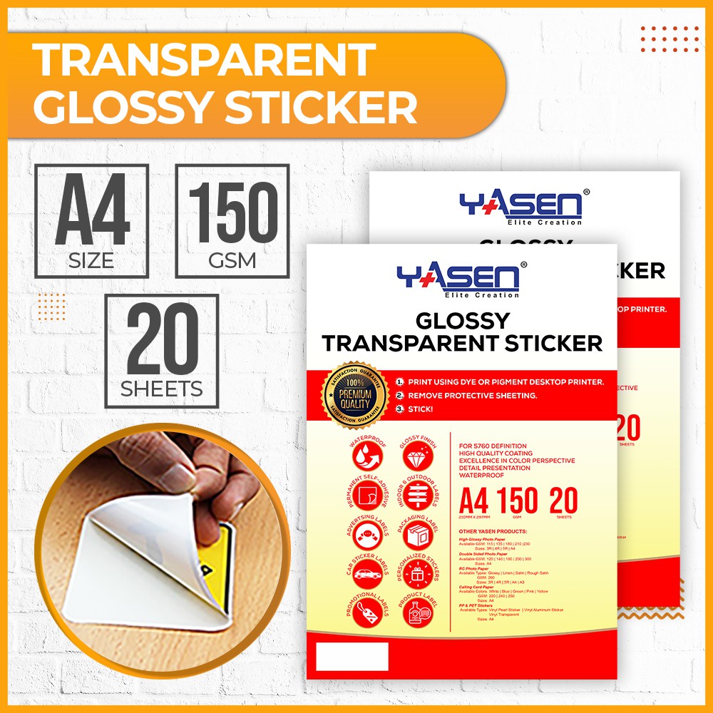 glossy transparent sticker paper