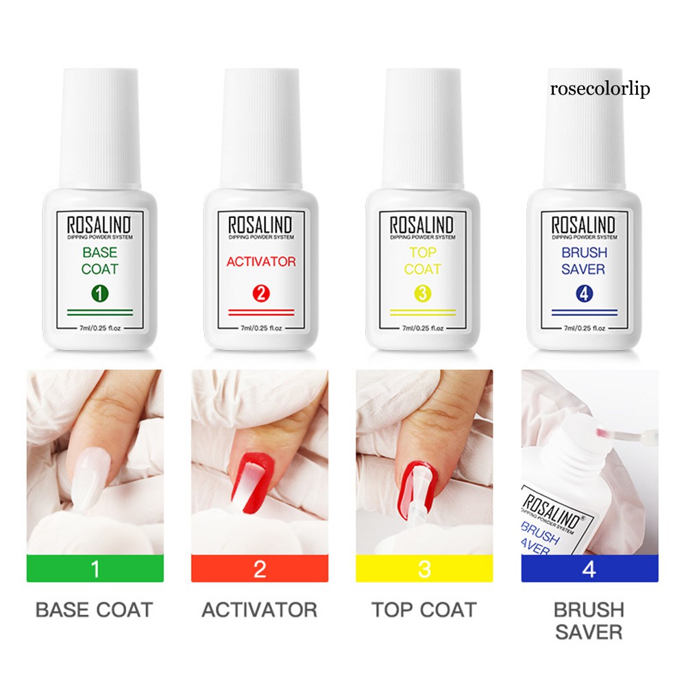 RP5ROSALIND 7ml Nail Dipping Powder System Base Top Coat Brush Saver