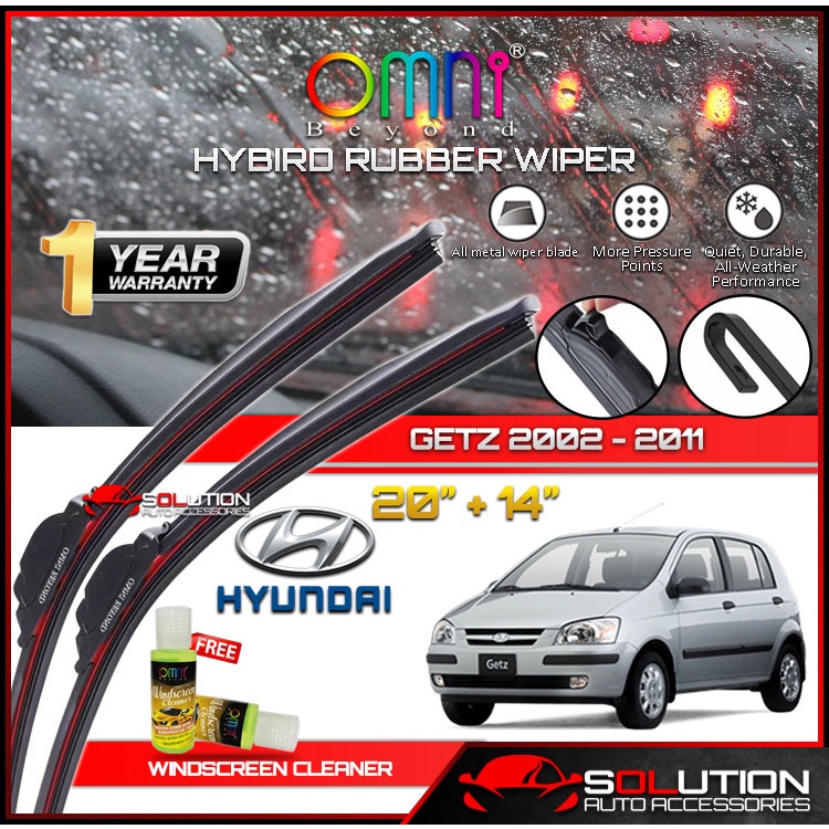 Hyundai GETZ 2002 2011 Omni Beyond HYBIRD Rubber Wiper Blade (1 Set