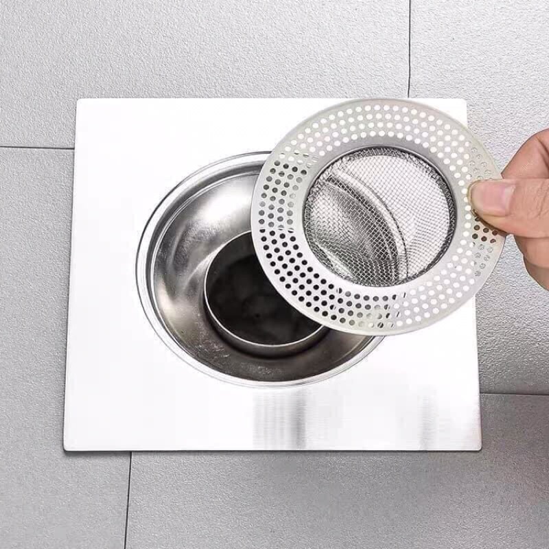 Cover the mesh drain to prevent hair and debris, and filter the