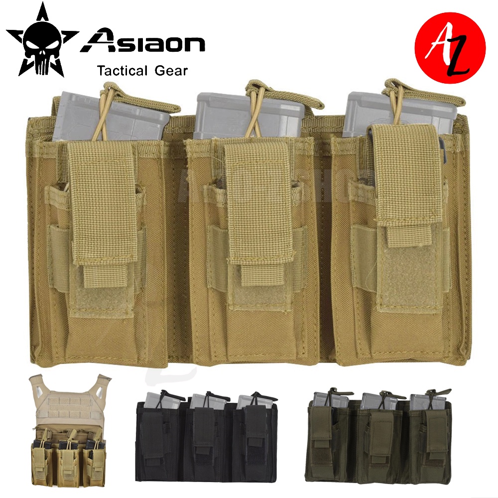 ASIAON A-59 Tactical Triple Magazine Pouch Nylon MOLLE 9mm 5.56mm Mag ...